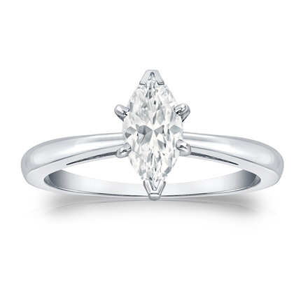 Natural Diamond Solitaire Ring Marquise 1.00 ct. tw. (I-J, I1-I2) 14k White Gold V-End Prong