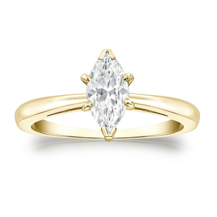 Certified 18k Yellow Gold V-End Prong Marquise Diamond Solitaire Ring 1.00 ct. tw. (G-H, VS1-VS2)