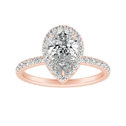 Natural Diamond EGL USA Certified Halo Engagement Ring Pear 3.07 ct. tw. (J, SI2) in 14K Rose Gold 4-Prong