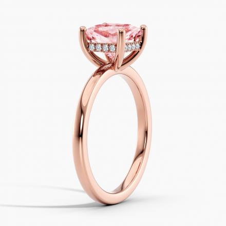 Lab Grown Diamond Hidden Halo Engagement Ring Cushion 1.00 ct. (Pink, VS-SI) Available variations 1.00 ct - 2.00 ct in 14k Rose Gold