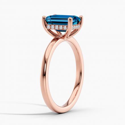 Lab Grown Diamond Hidden Halo Engagement Ring Emerald 0.50 ct. (Blue, VS-SI) in 14k Rose Gold