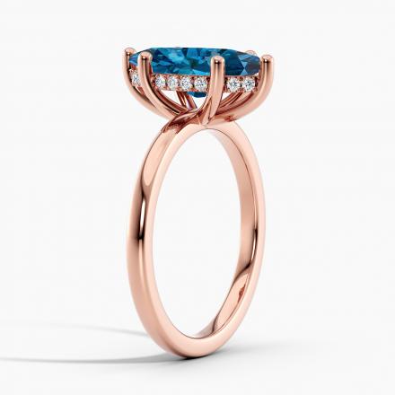 Lab Grown Diamond Hidden Halo Engagement Ring Marquise 0.50 ct. (Blue, VS-SI) in 14k Rose Gold