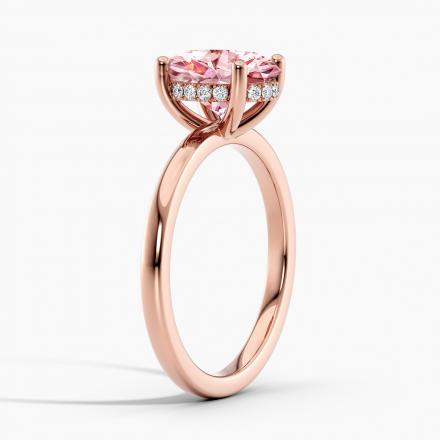 Lab Grown Diamond Hidden Halo Engagement Ring Oval 0.50 ct. (Pink, VS-SI) in 14k Rose Gold