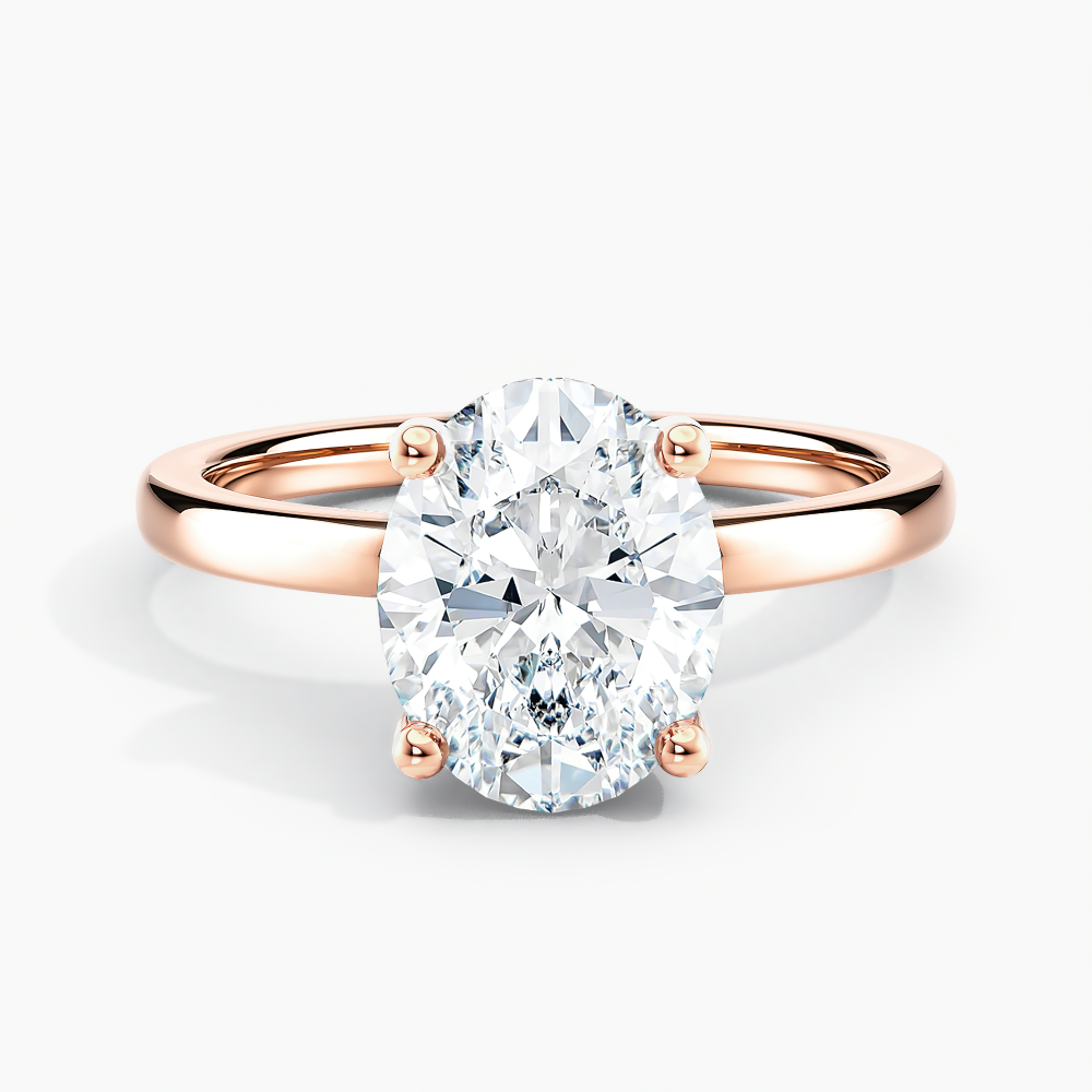 Lab Grown Diamond Hidden Halo Engagement Ring Oval 2.00 ct. (E, VS) in 14k Rose Gold