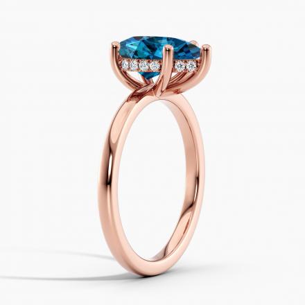 Lab Grown Diamond Hidden Halo Engagement Ring Pear 0.50 ct. (Blue, VS-SI) in 14k Rose Gold