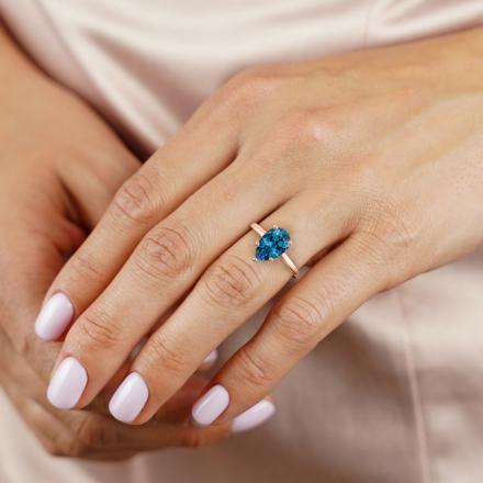 Lab Grown Diamond Hidden Halo Engagement Ring Pear 0.50 ct. (Blue, VS-SI) in 14k Rose Gold