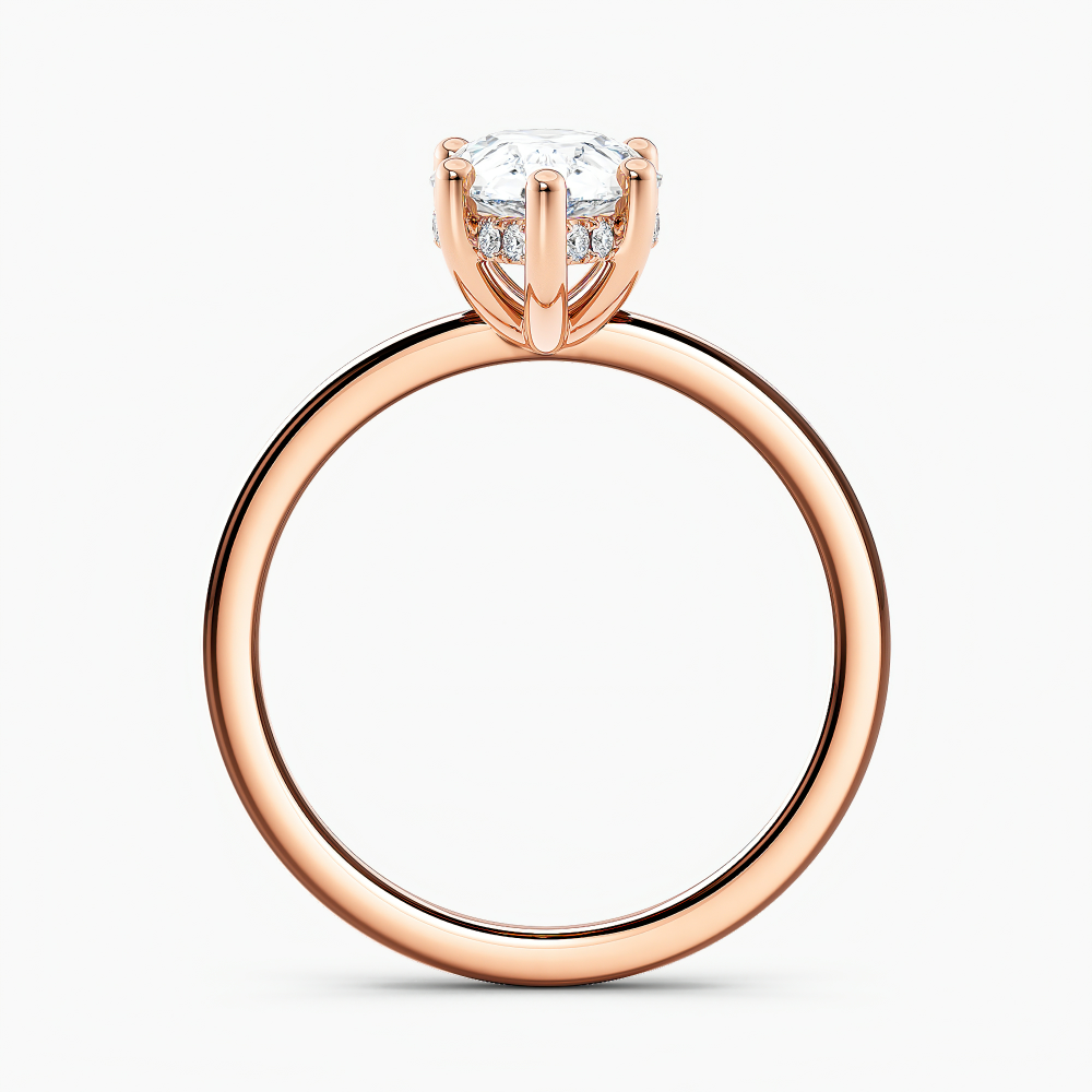Certified Lab Grown Diamond Hidden Halo Engagement Ring Pear 1.00 ct. (I-J, VS1-VS2) in 14k Rose Gold