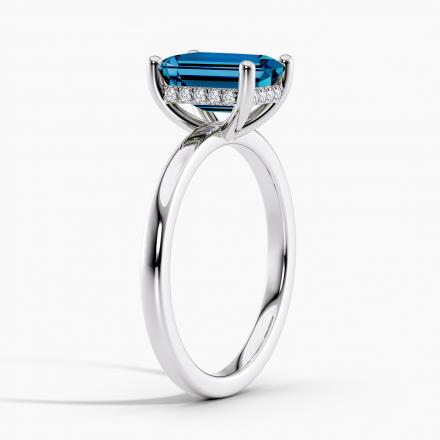 Lab Grown Diamond Hidden Halo Engagement Ring Emerald 0.50 ct. (Blue, VS-SI) in 14k White Gold