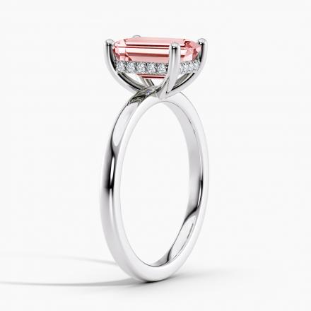 Lab Grown Diamond Hidden Halo Engagement Ring Emerald 0.50 ct. (Pink, VS-SI) in 14k White Gold