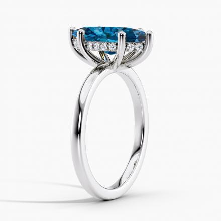 Lab Grown Diamond Hidden Halo Engagement Ring Marquise 0.50 ct. (Blue, VS-SI) in 14k White Gold
