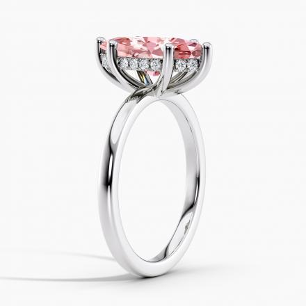 Lab Grown Diamond Hidden Halo Engagement Ring Marquise 0.50 ct. (Pink, VS-SI) in 14k White Gold
