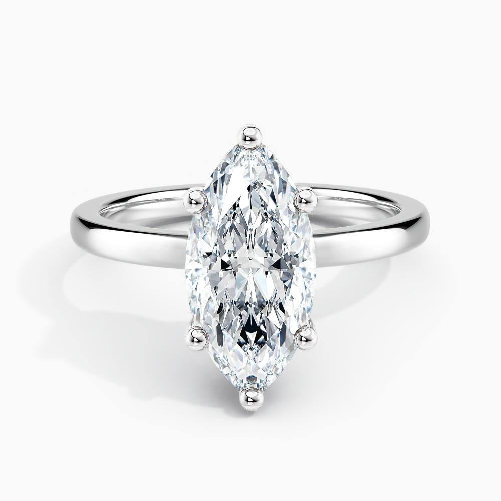 Lab Grown Diamond Hidden Halo Engagement Ring Marquise 7.50 ct. (F, VS) in 14k White Gold