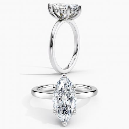 Certified Lab Grown Diamond Hidden Halo Engagement Ring Marquise 1.00 ct. (I-J, VS1-VS2) in 14k White Gold