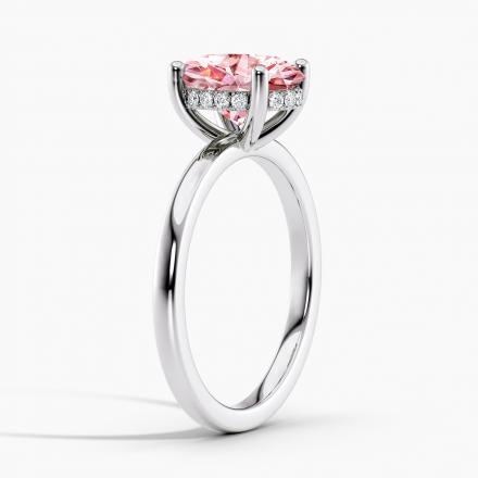 Lab Grown Diamond Hidden Halo Engagement Ring Oval 0.50 ct. (Pink, VS-SI) in 14k White Gold