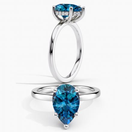 Lab Grown Diamond Hidden Halo Engagement Ring Pear 0.50 ct. (Blue, VS-SI) Available variations 0.50 ct - 2.50 ct in 14k White Gold