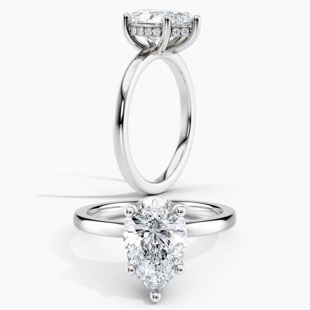 Natural Diamond GIA Certified Hidden Halo Engagement Ring Pear 2.00 ct. (G, VVS2) in 14k White Gold