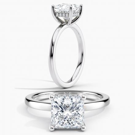 Certified Lab Grown Diamond Hidden Halo Engagement Ring Princess 1.00 ct. (I-J, VS1-VS2) in 14k White Gold