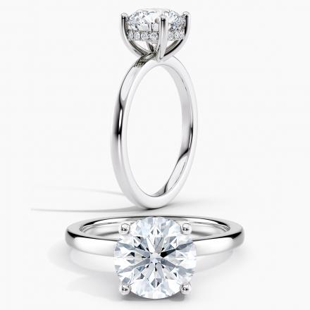 Certified Lab Grown Diamond Hidden Halo Engagement Ring Round 1.00 ct. (I-J, VS1-VS2) in 14k White Gold