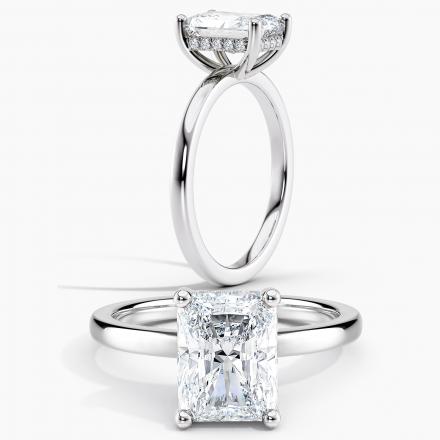 Certified Lab Grown Diamond Hidden Halo Engagement Ring Radiant 4.00 ct. (I-J, VS1-VS2) in 14k White Gold