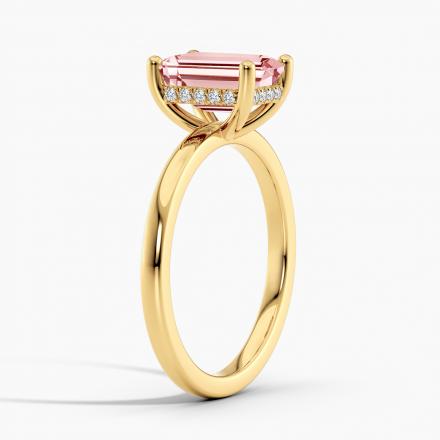 Lab Grown Diamond Hidden Halo Engagement Ring Emerald 0.50 ct. (Pink, VS-SI) in 14k Yellow Gold