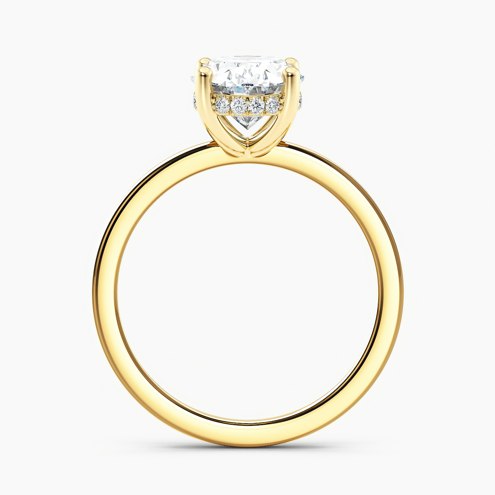 Certified Lab Grown Diamond Hidden Halo Engagement Ring Oval 4.00 ct. (I-J, VS1-VS2) in 14k Yellow Gold