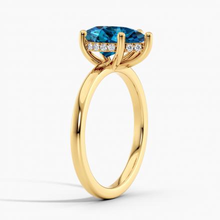 Lab Grown Diamond Hidden Halo Engagement Ring Pear 0.50 ct. (Blue, VS-SI) in 14k Yellow Gold