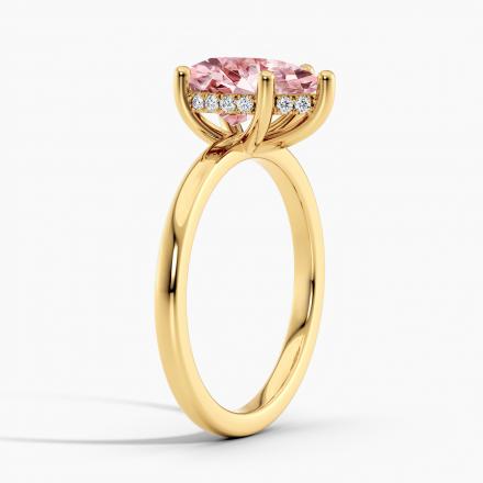 Lab Grown Diamond Hidden Halo Engagement Ring Pear 0.50 ct. (Pink, VS-SI) in 14k Yellow Gold