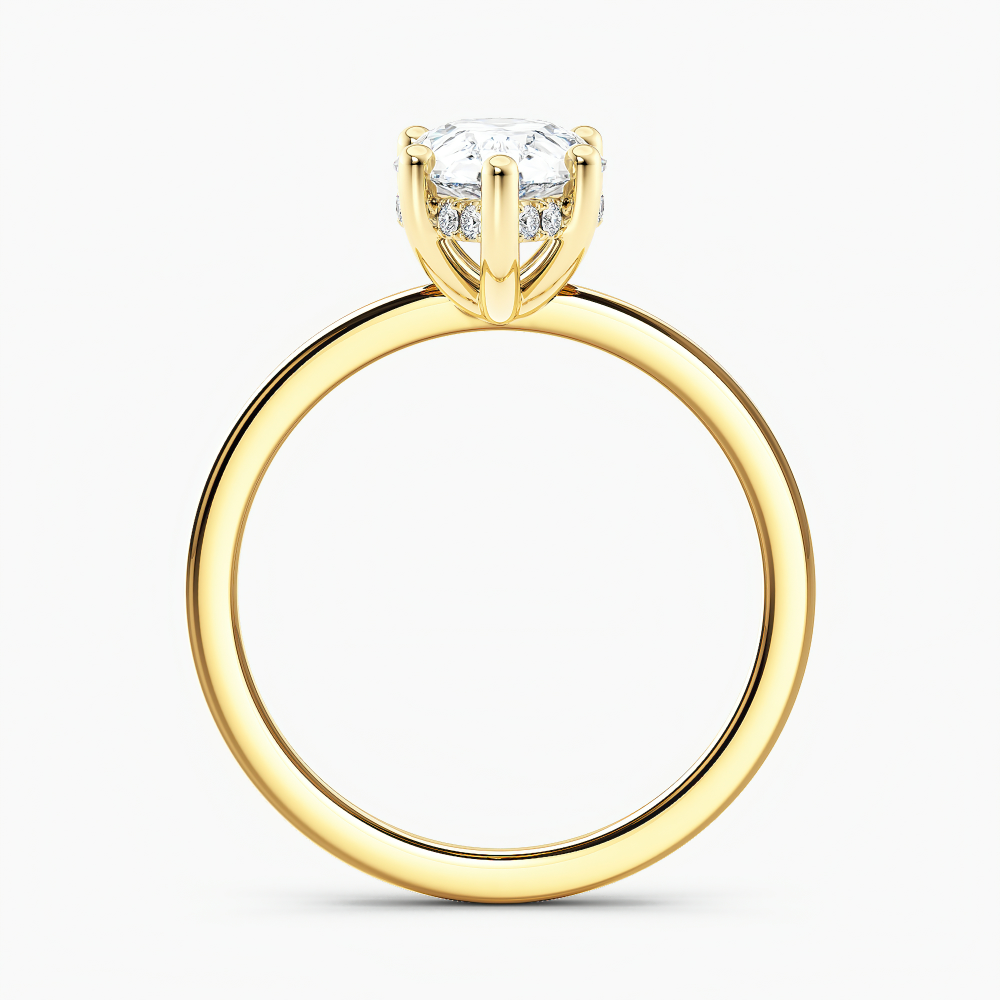Certified Lab Grown Diamond Hidden Halo Engagement Ring Pear 1.00 ct. (I-J, VS1-VS2) in 14k Yellow Gold