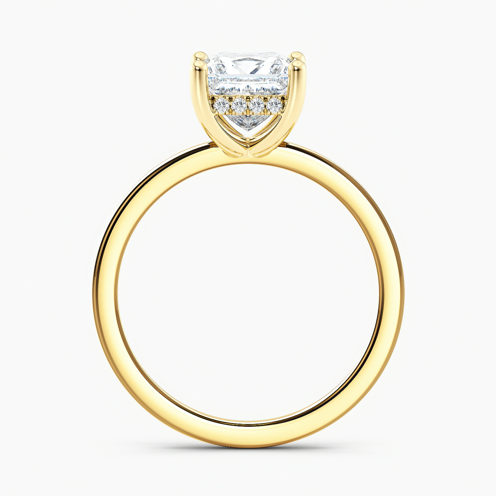 Certified Lab Grown Diamond Hidden Halo Engagement Ring Princess 1.00 ct. (I-J, VS1-VS2) in 14k Yellow Gold