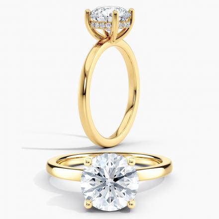 Lab Grown Diamond Hidden Halo Engagement Ring Round IGI Certified 2.00 ct. (I, VVS1-VVS2) in 14k Yellow Gold