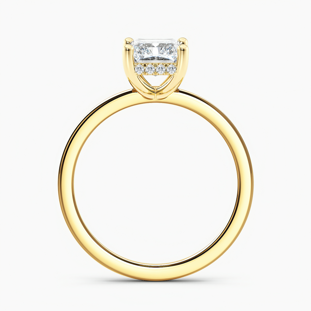 Certified Lab Grown Diamond Hidden Halo Engagement Ring Radiant 4.00 ct. (I-J, VS1-VS2) in 14k Yellow Gold