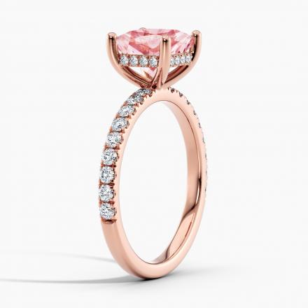 Lab Grown Diamond Hidden Halo Engagement Ring Cushion 1.00 ct. (Pink, VS-SI) Available variations 1.00 ct - 2.00 ct  in 14k Rose Gold