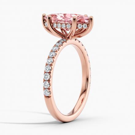 Lab Grown Diamond Hidden Halo Engagement Ring Marquise 0.50 ct. (Pink, VS-SI) in 14k Rose Gold