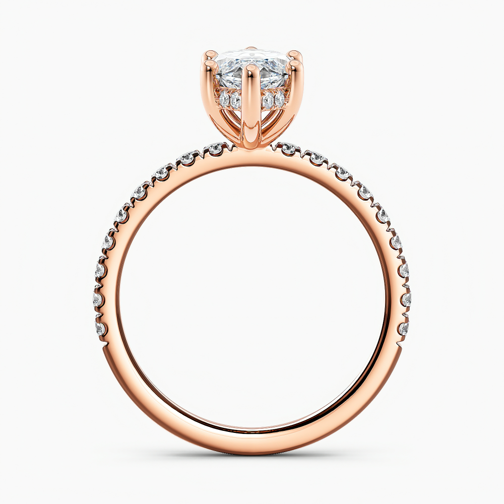 Lab Grown Diamond Hidden Halo Diamond Engagement Ring Marquise 1.00 ct. (I-J, VS1-VS2) in 14k Rose Gold