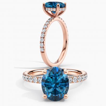 Lab Grown Diamond Hidden Halo Engagement Ring Oval 1.00 ct. (Blue, VS-SI) Available variations 0.50 ct - 2.00 ct in 14k Rose Gold