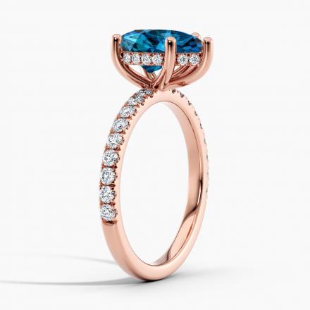 Lab Grown Diamond Hidden Halo Engagement Ring Pear 0.50 ct. (Blue, VS-SI) in 14k Rose Gold