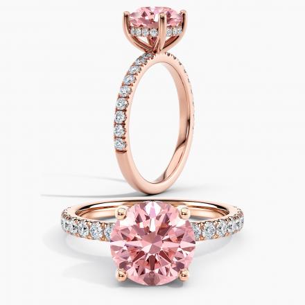 Lab Grown Diamond Hidden Halo Engagement Ring Round 0.50 ct. (Pink, VS-SI) in 14k Rose Gold