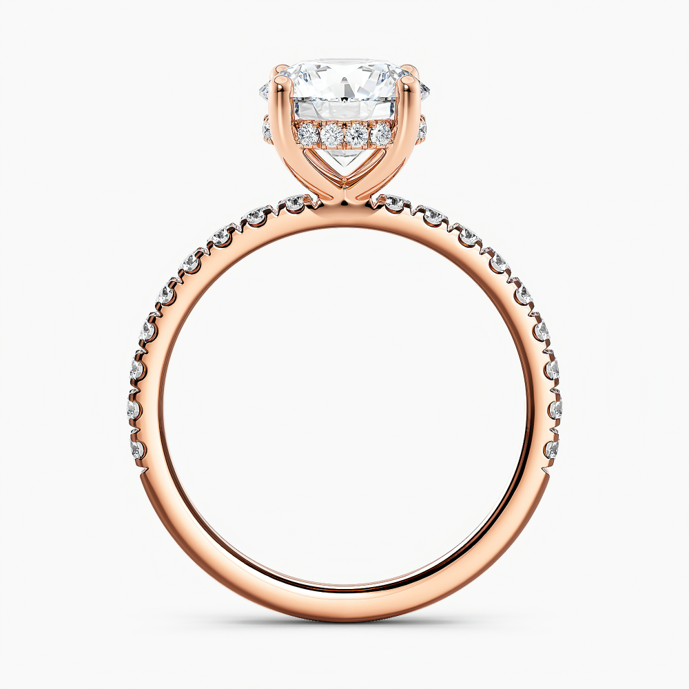 Natural Diamond GIA Certified Hidden Halo Diamond Engagement Ring Round 2.01 ct. (I, VS2) in 14k Rose Gold