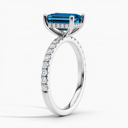 Lab Grown Diamond Hidden Halo Engagement Ring Emerald 0.50 ct. (Blue, VS-SI) in 14k White Gold