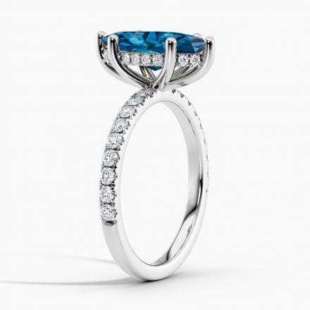 Lab Grown Diamond Hidden Halo Engagement Ring Marquise 0.50 ct. (Blue, VS-SI) in 14k White Gold