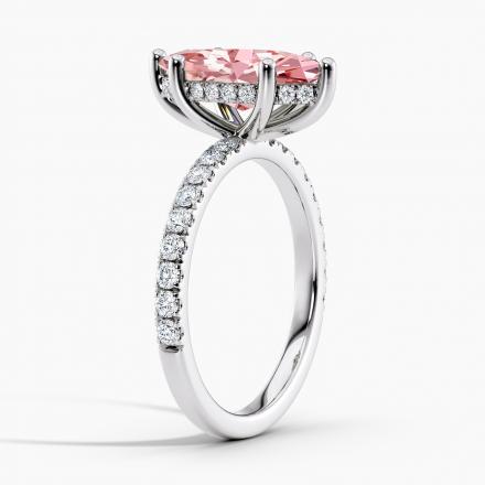 Lab Grown Diamond Hidden Halo Engagement Ring Marquise 0.50 ct. (Pink, VS-SI) in 14k White Gold