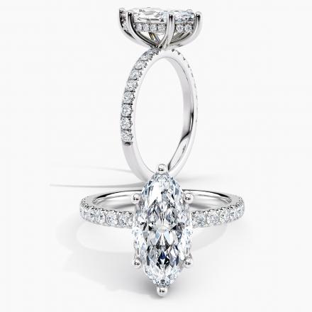 Lab Grown Diamond Hidden Halo Diamond Engagement Ring Marquise 1.00 ct. (I-J, VS1-VS2) Available Variations 1.00 ct to 5.00 ct in 14k White Gold
