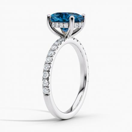 Lab Grown Diamond Hidden Halo Engagement Ring Oval 0.50 ct. (Blue, VS-SI) in 14k White Gold