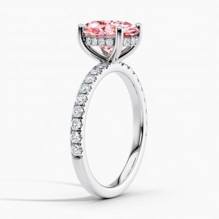 Lab Grown Diamond Hidden Halo Engagement Ring Oval 0.50 ct. (Pink, VS-SI) in 14k White Gold