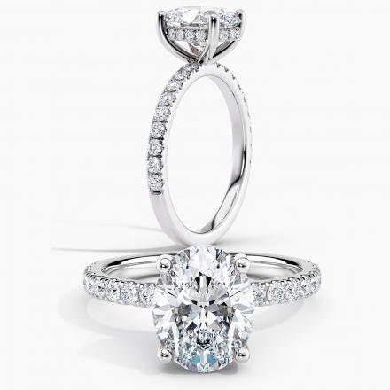 Lab Grown Diamond Hidden Halo Diamond Engagement Ring Oval 1.00 ct. (I-J, VS1-VS2) Available Variations 1.00 ct to 5.00 ct in 14k White Gold