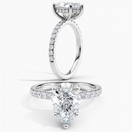 Natural Diamond GIA Certified  Hidden Halo Diamond Engagement Ring Pear 2.00 ct. (G, VVS2) in 14k White Gold