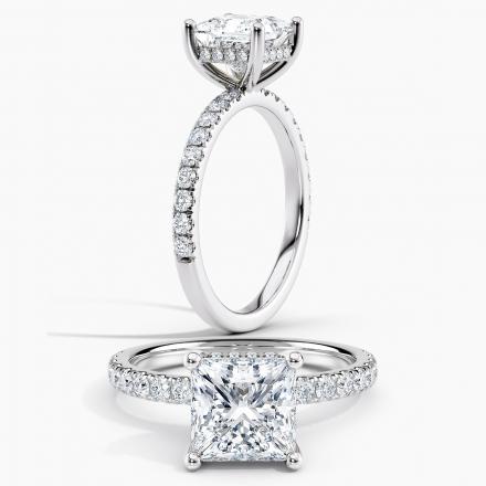 Lab Grown Diamond Hidden Halo Diamond Engagement Ring Princess 1.00 ct. (I-J, VS1-VS2) Available Variations 1.00 ct to 5.00 ct in 14k White Gold
