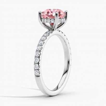 Lab Grown Diamond Hidden Halo Engagement Ring Round 0.50 ct. (Pink, VS-SI) in 14k White Gold