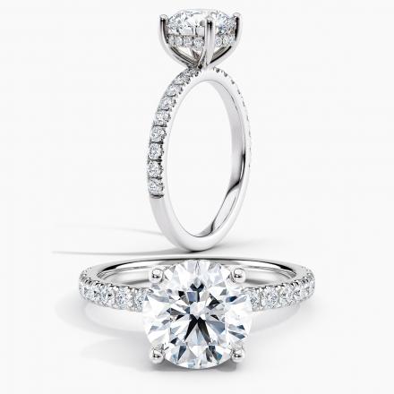 Lab Grown Diamond Hidden Halo Engagement Ring Round IGI Certified 2.00 ct. (I, VVS1-VVS2) in 14k White Gold