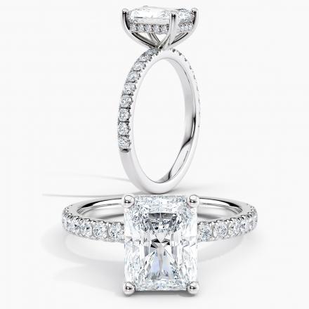 Lab Grown Diamond Hidden Halo Diamond Engagement Ring Radiant 1.00 ct. (I-J, VS1-VS2) Available Variations 1.00 ct to 5.00 ct in 14k White Gold